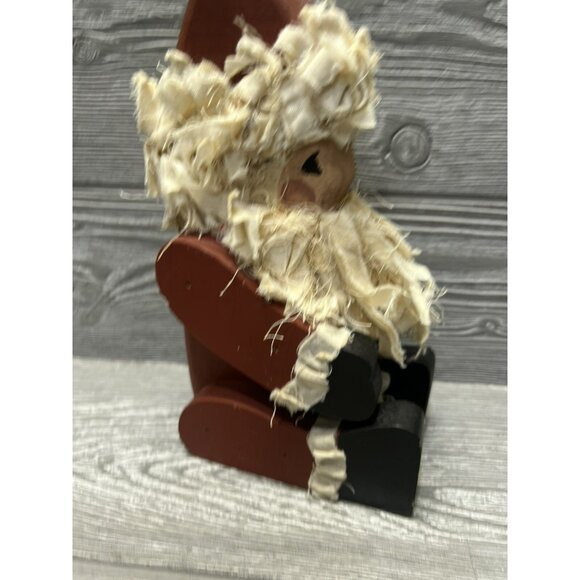 Primitive Wooden Santa Claus Handmade Vintage 1991 Chunky Unique Rustic 10” - Picture 1 of 8